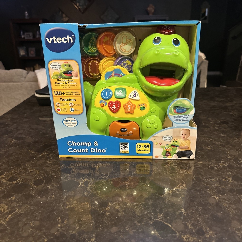 VTech Chomp and Count Dino, Toy Dinosaur, 12-36 months, Baby, Colors Food Songs